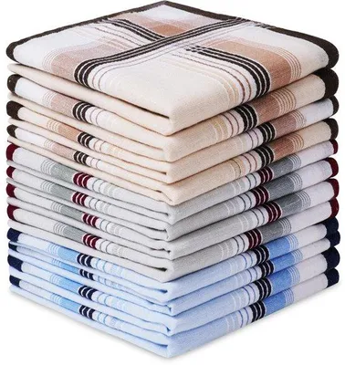 Imagen del producto de Ibenzoa® Set de 12 pañuelos de bolsillo para hombre – 100% algodón, 40 x 40 cm, diseño clásico a rayas, 3 colores atemporales, elegantes