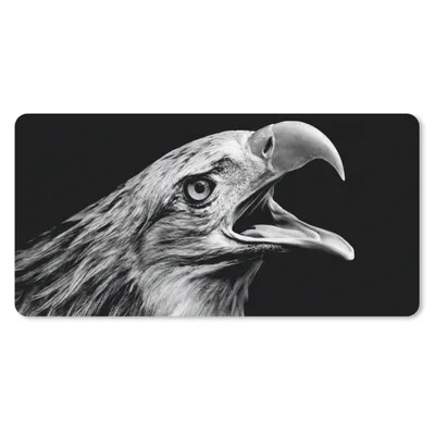 Produktbild von MuchoWow® Mauspad Mousepad Adler - Porträt - Raubvögel - Schwarz - Weiß - Vogel 60x30 cm - Mousepads - Maus Mat - Pad - Mausunterlage - Nachhaltig