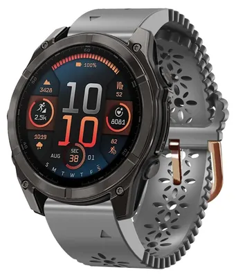 Obrázek produktu pro Pro Garmin Fenix 8 AMOLED 43mm Krajkový design Prodyšný 20mm silikonový řemínek Grey