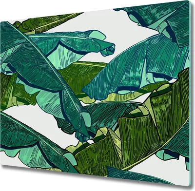 Produktbild von Glas Herdabdeckplatte 60x52 cm Spritzschutz Glasabdeckplatte Schneidebrett Bananenblätter