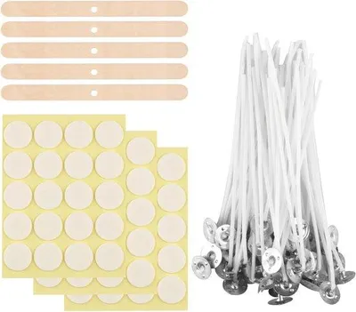 Image de Kit de fabrication de bougies, 100 pièces, cire naturelle, 15 cm, bois