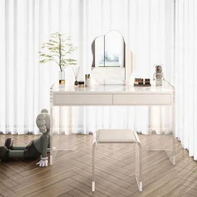 Image de Coiffeuse blanche Stillvoler Design Chambre à coucher Tiroirs Meubles en bois
