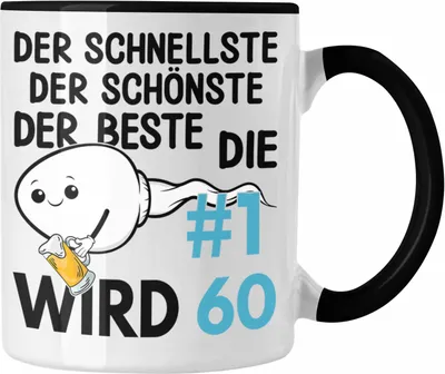 Produktbild von Trendation - 60. Geburtstag Tasse Geschenk Männer Vater 50er Geschenkidee Mann Lustig Spruch (Schwarz)