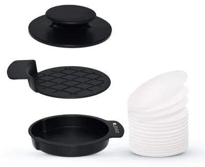 Imagen del producto de Juego de tres prensas para hamburguesas, color , con papel antiadherente, para uso en la cocina