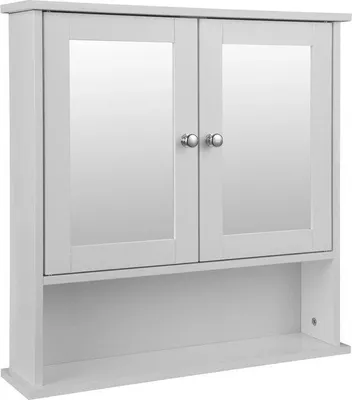 Image de Armoire de toilette murale à 3 portes - Résistante à l'humidité - Meuble de salle de bains - Blanc