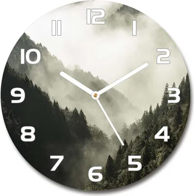 Produktbild von Wanduhr aus Glas 30fi Glasbild Glasuhr Gehärtetes Glas - weisse-zeiger - Fog over the forest