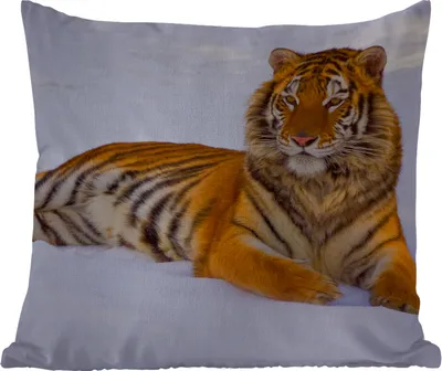 Produktbild von MuchoWow® Outdoor Kissen - Tiger - Schnee - Winter - Tiere - 40x40 cm - Wetterfest - Lounge Kissen - Kopfkissen - Interieur - Polster mit Bild