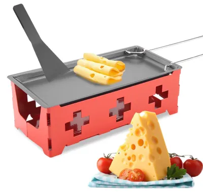 Raclette-Set, antihaftbeschichtet, klappbar, mit Spatel, 19x9,5 cm