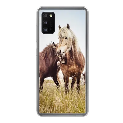 Produktbild von MuchoWow® Handyhülle Schutzhülle Hülle für Samsung Galaxy A41 Pferde - Gras - Frühling Silikon Softcase Handy Hülle - Mobiltelefon