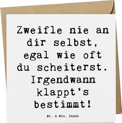 Produktbild von Mr. & Mrs. Panda Grußkarte Spruch Glaube an sich selbst - Weiß - Geschenk, faltkarte, Lebensfreude, Zitat, anlasskarte, doppelkarte, Gefühl, Selbstbewusstsein, Klappkarte