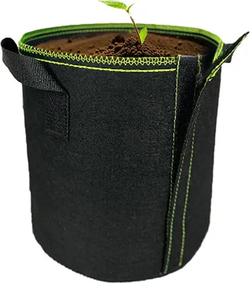 Image de lot de 6 sachets de croissance épais de 2L en non-tissé, Ouverts sur le côté, Faciles d'accès, Sachets de croissance en tissu pour plantes de jardin Avec poignéesc
