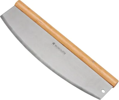 Produktbild von MONOLITH XL Pizza-Schneider / Wiegemesser in Premium Ausführung Edelstahl und Bambusgriff