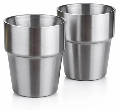 2er-Set doppelwandige Edelstahlbecher 300 ml, Campingbecher
