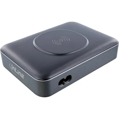 Produktbild von InLine Qi Powerstation Multiport, Netzteil, Ladegerät, Wireless charging, Drinnen, AC, 20 V, Kabelloses Aufladen, 1,8 m, Schwarz