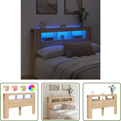 Produktbild von The Living Store LED-Kopfteil Sonoma Eiche 160x18,5x103,5 cm Holzwerkstoff