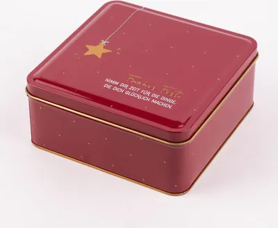 Produktbild von Grafik Werkstatt Keksdose Frohes Fest Stern dunkelrot goldfarbig 16x16x7cm