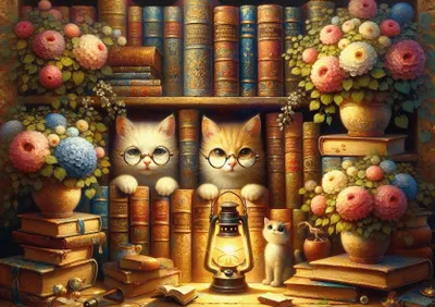 Obrázok produktu pre Umelecké puzzle - Puzzle Knižnica učených mačiatok - 260 dielov