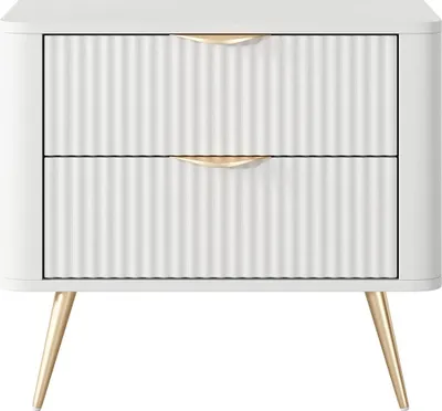 Produktbild von Nachttisch - 2 Schubladen - Weiß und gold - ELONARIA