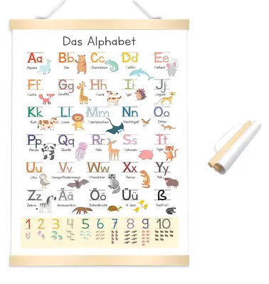 ABC-Poster für Kinder, 30x40 cm, Alphabet & Zahlen, Lernposter