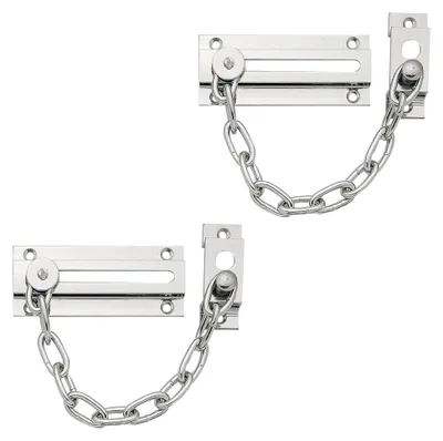 Produktbild von 2-teiliges Türketten-Set aus Chrom – Robustes Türsicherheitskettenschloss für Zuhause, Wohnung und Büro