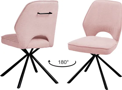 Produktbild von Polsterstuhl 2er-Set AMSTERDAM-119 Stoffbezug light pink, Gestell schwarz, BxHxT: ca. 48x89x60 cm