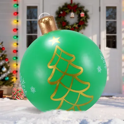 Aufblasbare Weihnachtskugel 60 cm, PVC, grüner Weihnachtsbaum