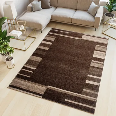 Obrázok produktu pre Koberec Obývacia izba Spálňa Krátky vlas Moderný melted dizajn Tmavo hnedá béžová  80 x 150 cm