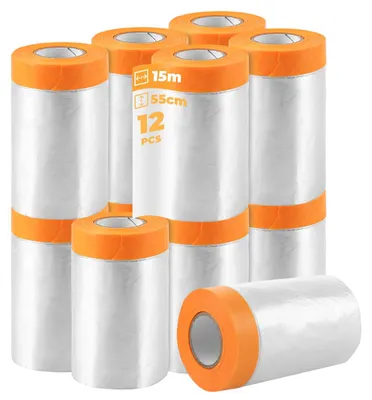 Malerfolie 12 Rollen, 55 cm x 15 m, transparent, Abdeckfolie