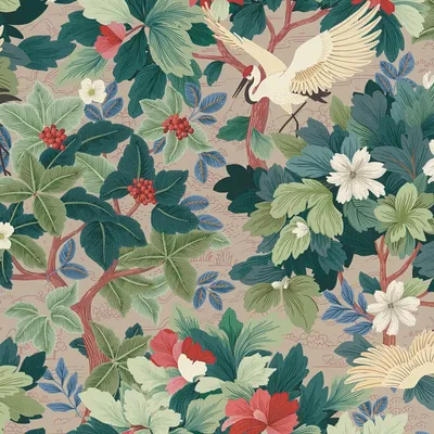 Produktbild von Profhome 791861-GU Vogel Tapete Blumen matt beige blau-grün rot weiß 5,33 m2