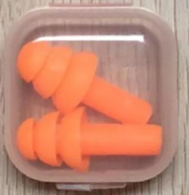 Image de Bouchons d'oreille - Bouchons d'oreille - Protection auditive - Silicone - Pour dormir - Pour voyager - Réutilisables - Lot de 2 - Orange