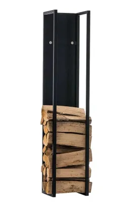 Produktbild von In And OutdoorMatch Stehendes Kaminholzregal Emerald - 100cm - Schwarzer Stahl - Für drinnen und draußen - Holzlager aus Stahl