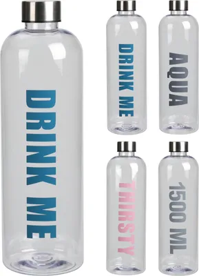 Produktbild von Trinkflasche 1,5L Wasser Sport Saft Soft Getränke Gym Fitness Deckel Kunststoff
