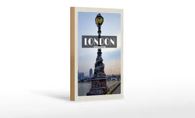 Produktbild von Holzschild Reise 12x18 cm London United Kingdom Retro Poster