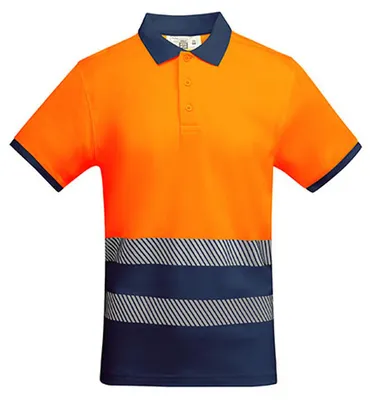 Produktbild von Roly Workwear HV9318 | Poloshirt Atrio Shortsleeve Poloshirt Herren - Farbe: Navy Blue 55/Fluor Orange 223 - Größe: 3XL