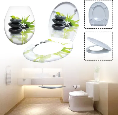 Produktbild von NAIZY Toilettensitz WC-Sitz mit Absenkautomatik, Soft-Close, Antibakteriell Funktion Klobrille #Steine