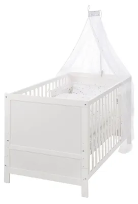 Immagine prodotto di Lettino combinato roba "Sternenzauber grigio", 70 x 140 cm, bianco, regolabile in 3 posizioni, sponde trasformabili in lettino junior