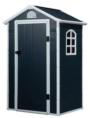 Image de Abri de jardin en plastique avec porte et ventilation | Couleur : Gris | Dimensions : 104 x 134 x 204 cm