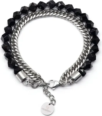 Immagine prodotto di GT Collection | Bracciale da uomo in perle sfaccettate con pietre energetiche, con chiusura in acciaio inossidabile e confezione regalo