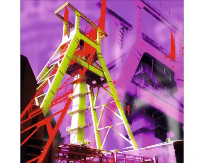 Produktbild von Glasbild Bochum Förderturm lila 20x20 cm