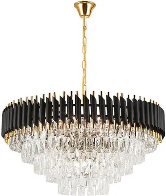 Produktbild von Toolight Kronleuchter App1058-Cp Gold Schwarz Kristall E14 9-Punkt-Licht