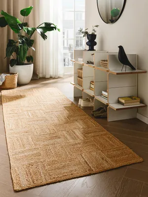Jute Teppichläufer 80x250 cm handgewebt Naturfaser