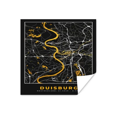 Produktbild von MuchoWow® Poster Duisburg - Deutschland - Stadtplan - Karte - Gold 50x50 cm - Wohnzimmerdekoration