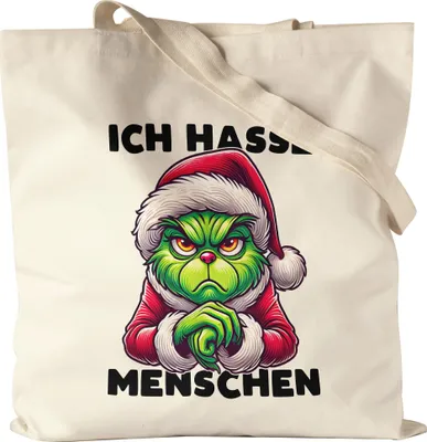 Produktbild von Ich Hasse Menschen Jutebeutel Weihnachtsmuffel Sarkasmus Anti-Weihnachten Geschenkidee