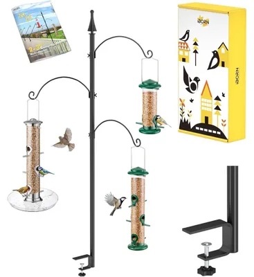 Productafbeelding van Haken voor relingen, 114 cm. Vogelvoerhouder voor balkon en tuin, met 3 haken
