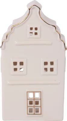 Produktbild von Windlicht Haus Keramik 15 x 9 cm weiß
