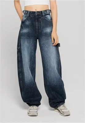 Obrázek produktu pro Dámské džíny Urban Classics Ladies Balloon Fit Jeans dark blue marble washed - 33