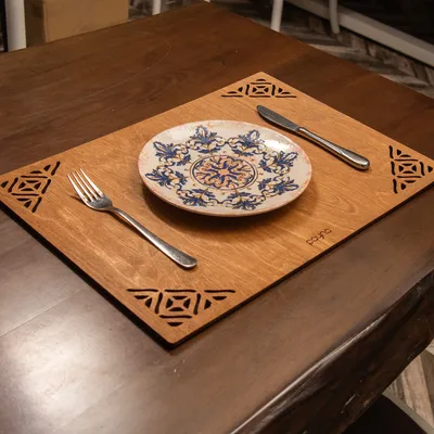 Produktbild von Hermia Concept, Corpat - Walnut, Tischmatten-Set aus Holz (4-teilig), 100 % HOLZ, Nussbaum, 33 x 45 cm