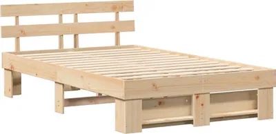 Zdjęcie produktu dla Łóżko Drewniane 135x190 Brązowe Rama Łóżka ze Stelażem do Sypialni