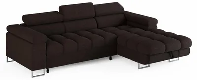 Produktbild von ECKSOFA CLOUD Rechts Dunkelbraun L-Form Bouclé-Stoff mit Schlaffunktion und Bettkasten