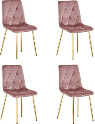 Image de Chaise LIBRA - velours rose / pieds dorés x 4